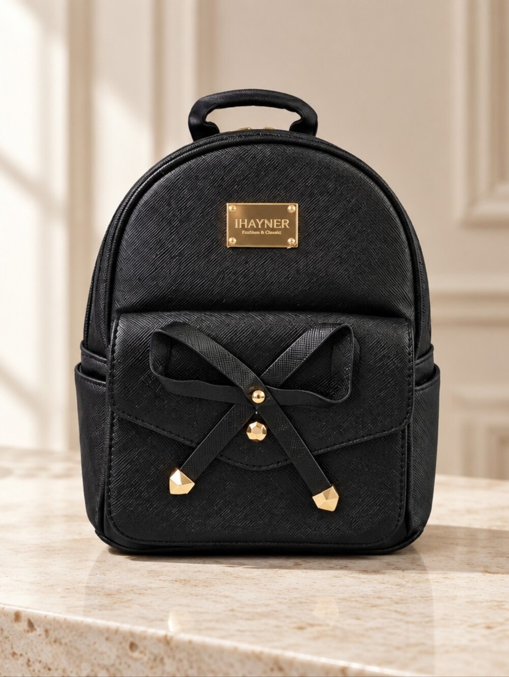 Black Mini Bow Accent Backpack
